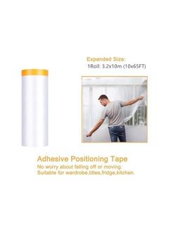 PROMASS promass Tape and Drape, Pre-Taped Masking Film, 2 Rolls 3.2x10m,Automotive Best Tape and Drape Painters Paper, Paint Adhesive Protective Film Roll for Covering Skirting, Frames, Cars and Auto Body  - Image 2