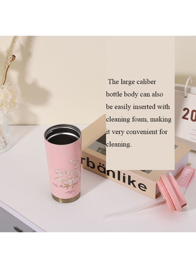 Beautiful Flower Insulated Water Bottle, Women Everyday Use, Direct Drinking or Straw Use, Hidden Spout 100% Leakproof Vacuum Cup, Suit Home, Office, Travel, Work. - Image 4