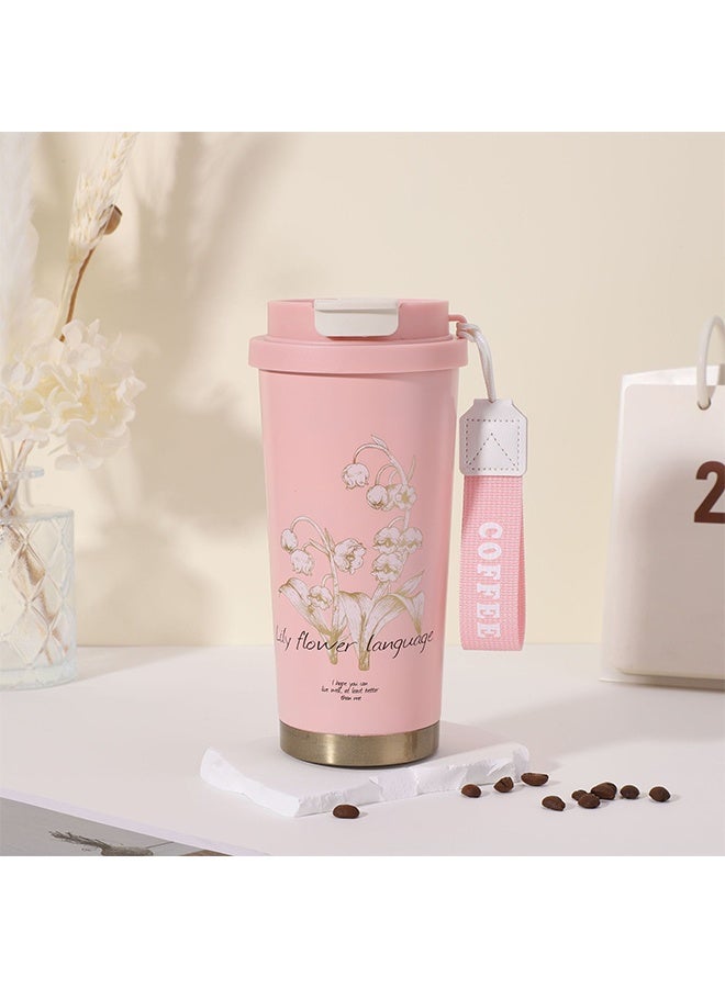 Beautiful Flower Insulated Water Bottle, Women Everyday Use, Direct Drinking or Straw Use, Hidden Spout 100% Leakproof Vacuum Cup, Suit Home, Office, Travel, Work. - Image 1