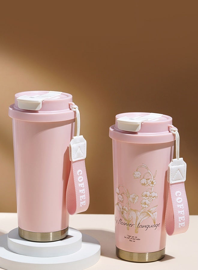 Beautiful Flower Insulated Water Bottle, Women Everyday Use, Direct Drinking or Straw Use, Hidden Spout 100% Leakproof Vacuum Cup, Suit Home, Office, Travel, Work. - Image 3