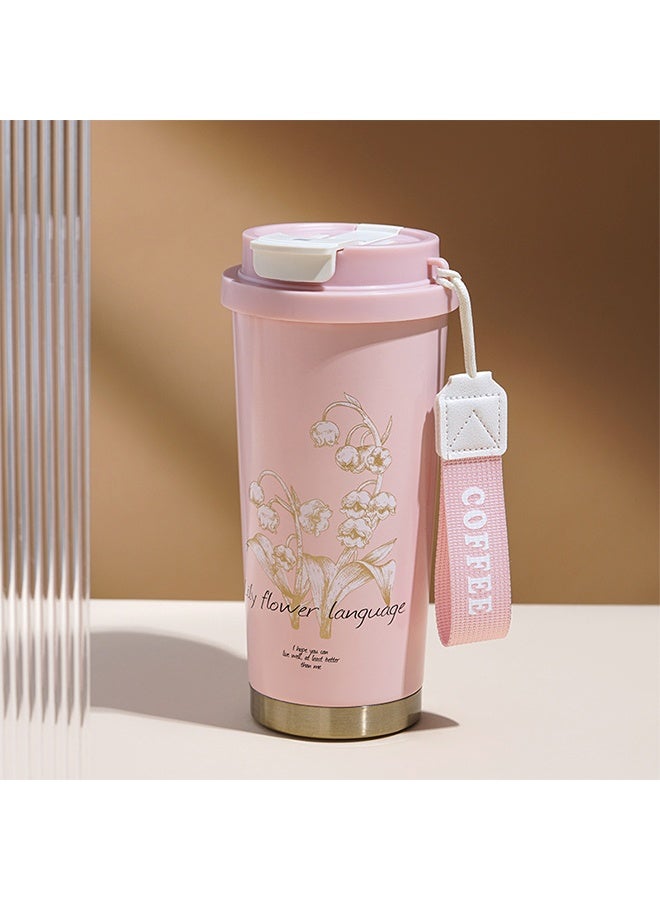 Beautiful Flower Insulated Water Bottle, Women Everyday Use, Direct Drinking or Straw Use, Hidden Spout 100% Leakproof Vacuum Cup, Suit Home, Office, Travel, Work. - Image 2