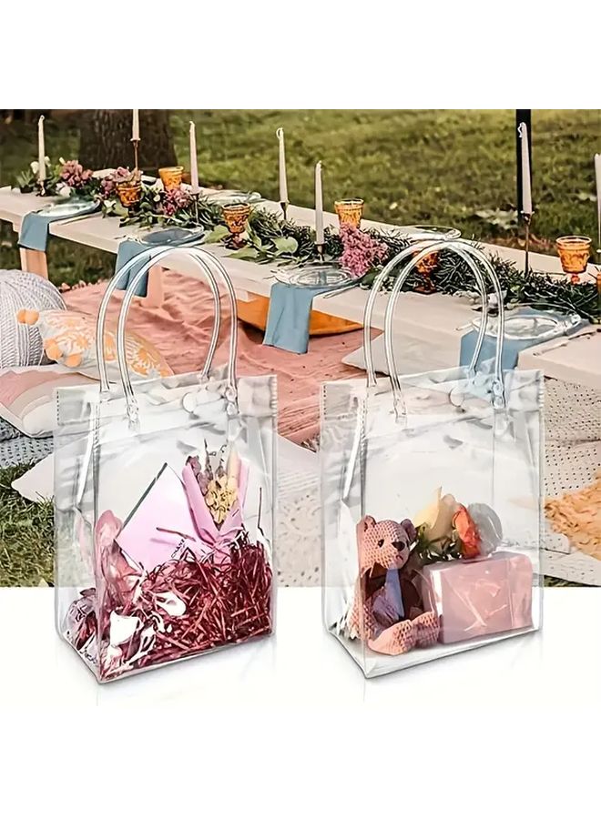 6pcs Transparent PVC Handbags Heavy Duty Self Sealing Gift Bags with Hanging Loop - Image 1