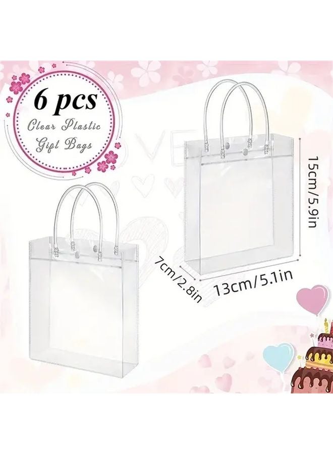 6pcs Transparent PVC Handbags Heavy Duty Self Sealing Gift Bags with Hanging Loop - Image 3