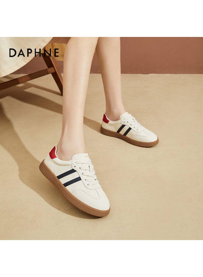 Daphne Women's Casual Retro Patchwork Derby Shoes Fashionable Versatile Flat Low-top Sneakers Red Size 35 - Image 1
