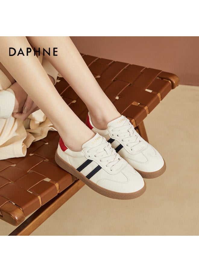 Daphne Women's Casual Retro Patchwork Derby Shoes Fashionable Versatile Flat Low-top Sneakers Red Size 35 - Image 5