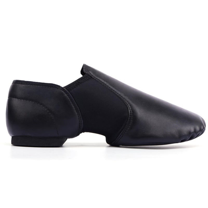Linodes Unisex 006 PU Leather Upper Slip-on Jazz Shoe for Women and Men's Dance Shoes-Black 7.5M - Image 2