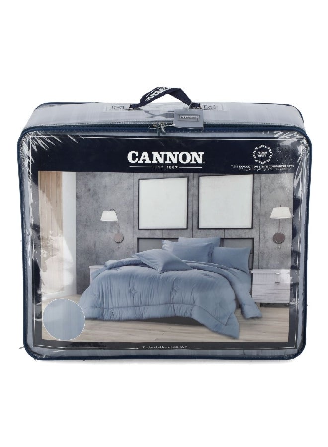 Cannon 3-Piece Premium Quality T215 Cotton Stripe Comforter Set Satin Blue Twin 50 x 25 x 60 cm CN CT3PCS-BLUD  - Image 1