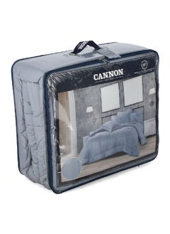 Cannon 3-Piece Premium Quality T215 Cotton Stripe Comforter Set Satin Blue Twin 50 x 25 x 60 cm CN CT3PCS-BLUD  - Image 3