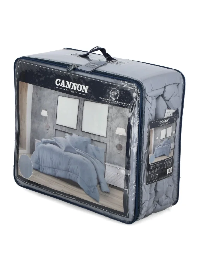 Cannon 3-Piece Premium Quality T215 Cotton Stripe Comforter Set Satin Blue Twin 50 x 25 x 60 cm CN CT3PCS-BLUD