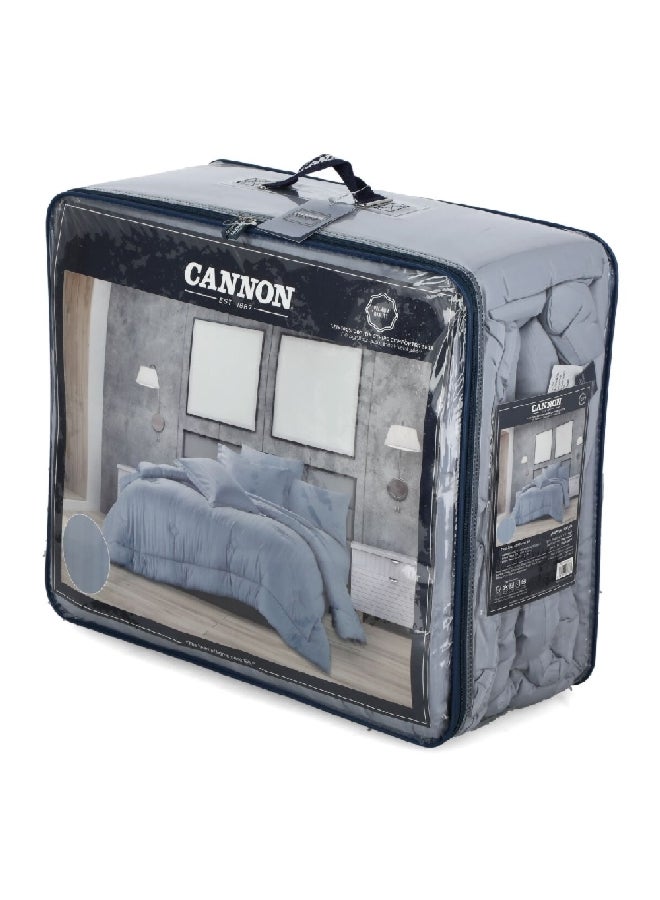 Cannon 3-Piece Premium Quality T215 Cotton Stripe Comforter Set Satin Blue Twin 50 x 25 x 60 cm CN CT3PCS-BLUD  - Image 2