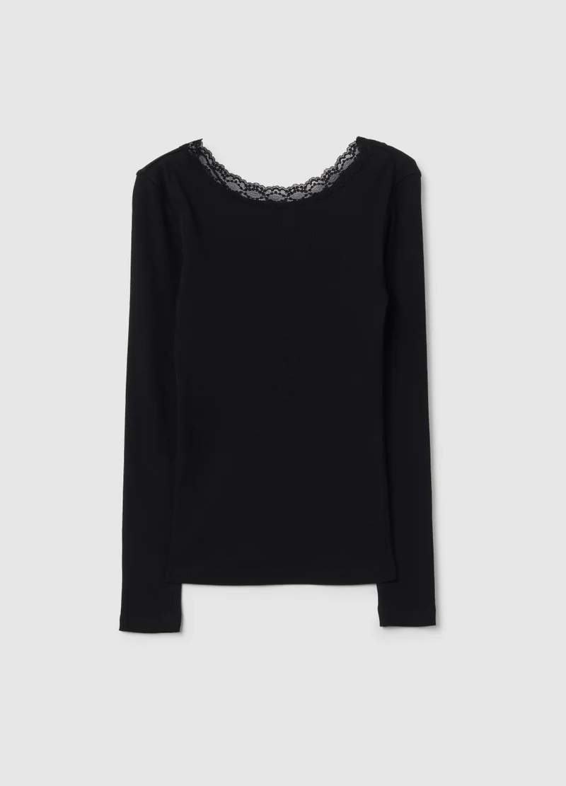 Ovs BLACK PURE COTTON REGULAR FIT JUMPER