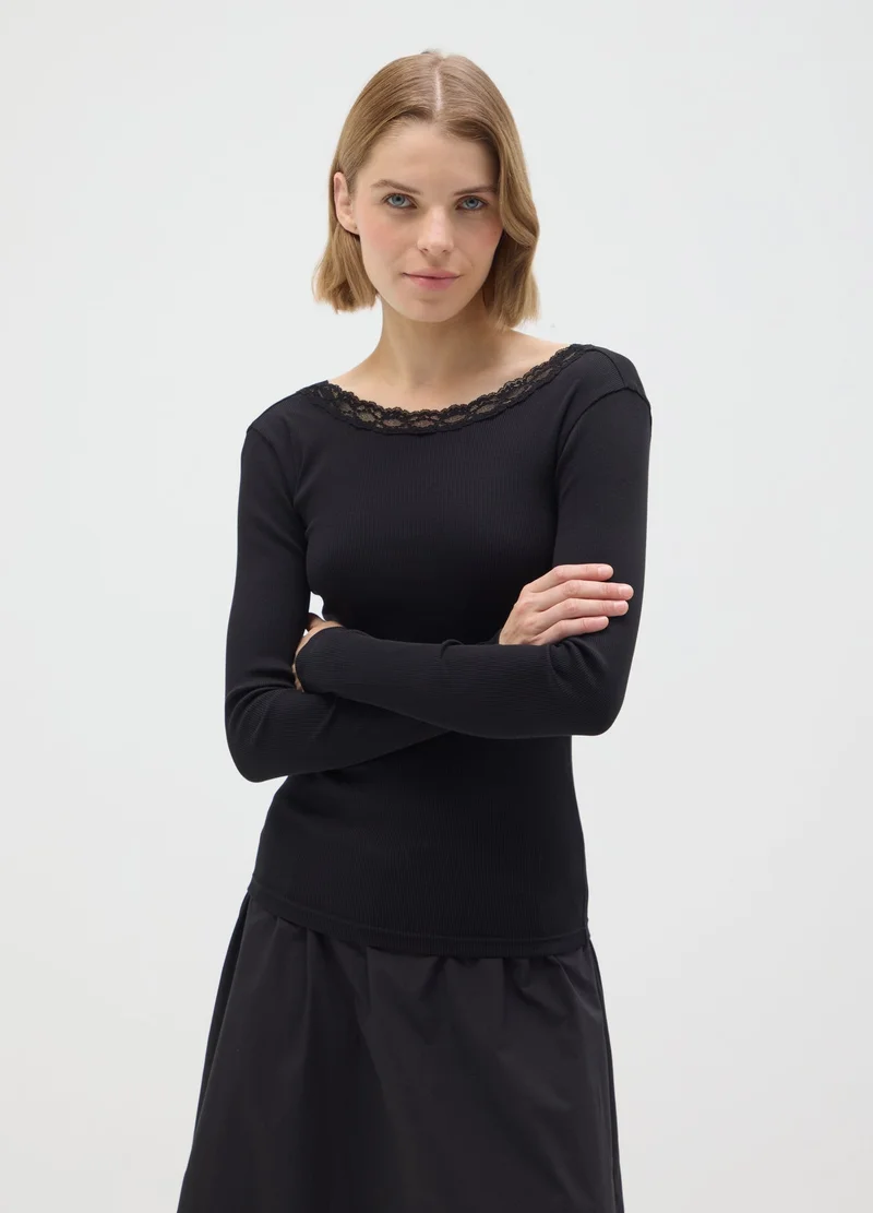 Ovs BLACK PURE COTTON REGULAR FIT JUMPER