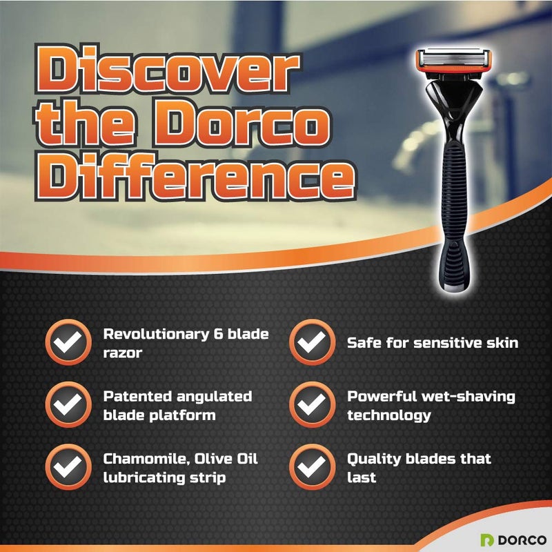 Dorco Pace 6 - Six Blade Razor Blade System - Value Pack (10 Pack + 1 Handle) - Image 5