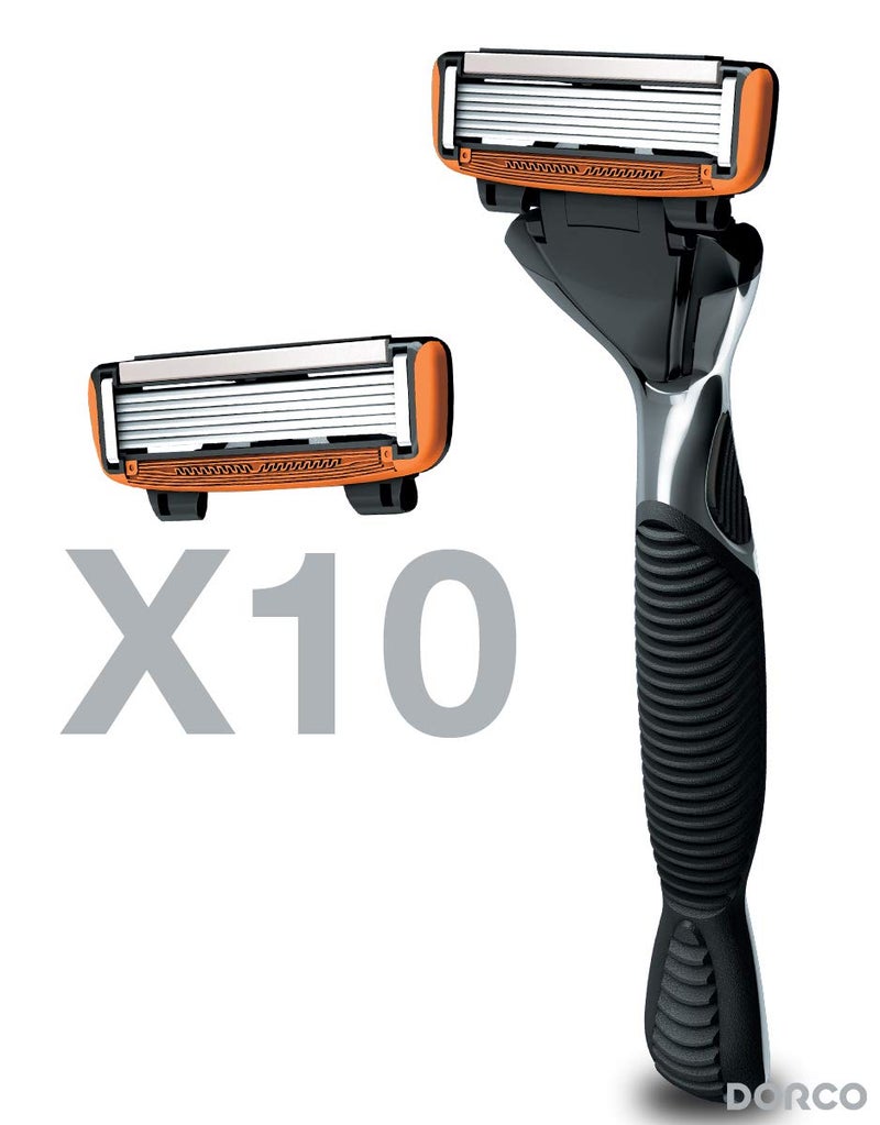 Dorco Pace 6 - Six Blade Razor Blade System - Value Pack (10 Pack + 1 Handle) - Image 2