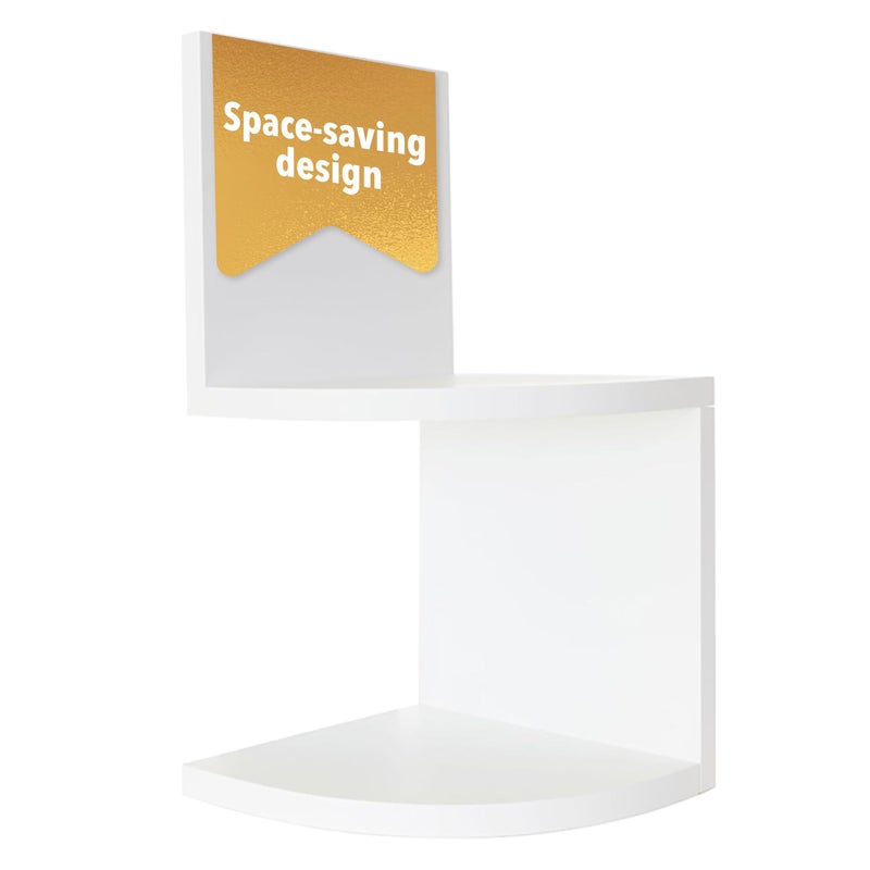 kieragrace Priva Corner Wall Shelf  Set of 2 White 775 x 775