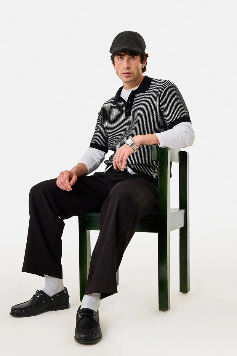 سنيتش تي شيرت بولو قطن بقصة عادية مخطط