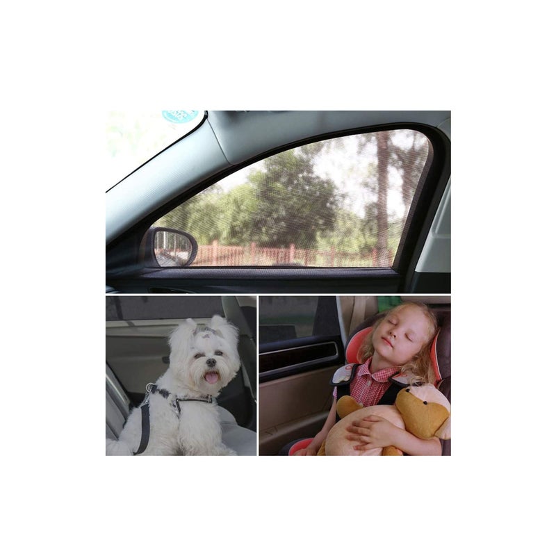 Zikra Car Window Shade, Front Side Window Sun Shade Cover Block Sun Rays, Full Windows Universal Car Shade, Mesh Mosquito Net Car Curtains, Sun Glare, UV Rays and Privacy Protection 2 Pack - Image 2