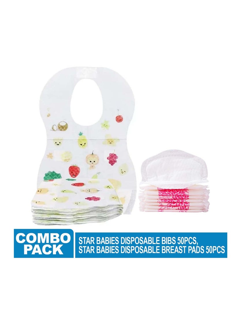STAR BABiES Star Babies Combo Pack (Disposable Bibs Pack of 50, Disposable Breast Pad Pack of 50)-Fruits  - Image 2