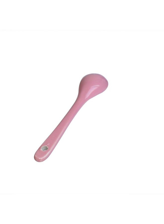 Albedel Pink 6 pcs Porcelain Egg Spoons Ceramic Spoons 4.7 inch Coffee Dessert Yogurt Tea Milky Tea - Image 2