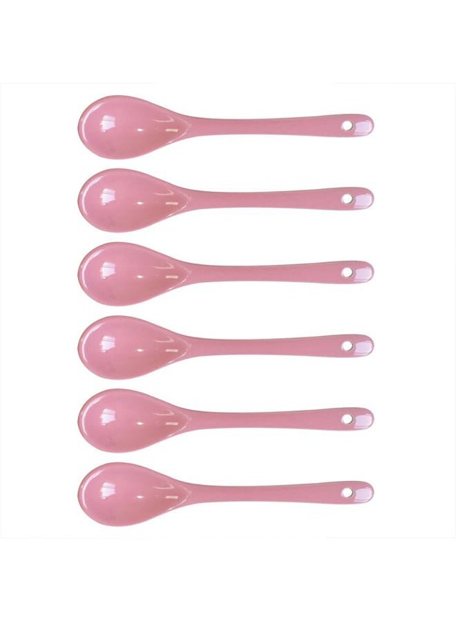 Albedel Pink 6 pcs Porcelain Egg Spoons Ceramic Spoons 4.7 inch Coffee Dessert Yogurt Tea Milky Tea - Image 1