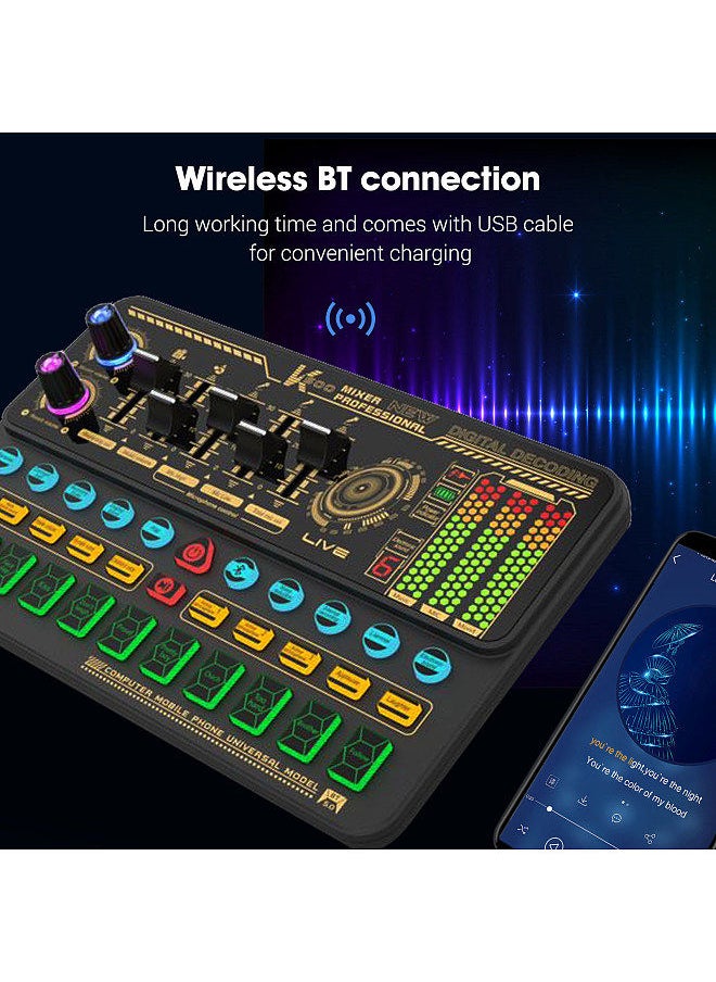 Multifunctional Live SK500 Sound Card and BM800 Suspension Microphone Kit Broadcasting Recording Condenser Microphone Set Intelligent Voice Changer Device Audio Mixer for Computers and Mobilephone