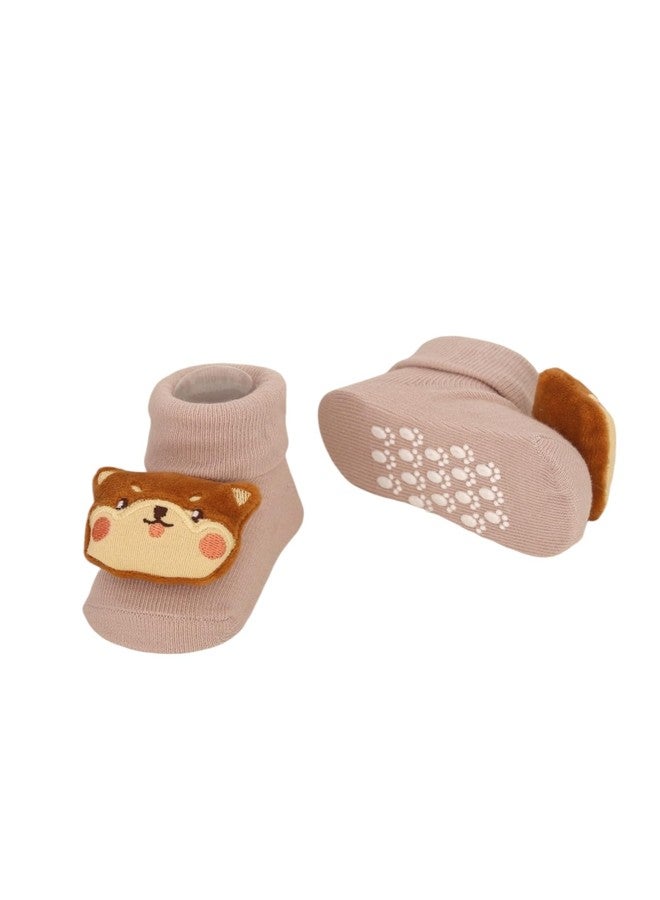 Yellow Bee Cotton Baby Animal-Themed Rattle Socks Set for Boys, Pack of 2- Beige and Blue, 0-12 Months - Image 5