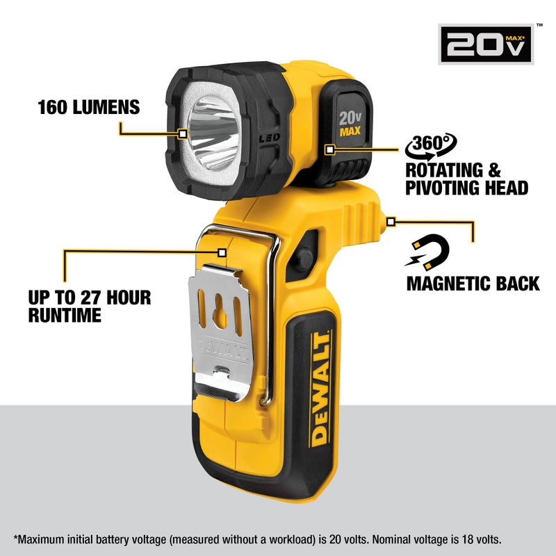 DEWALT DEWALT 20V MAX LED Work Light, Magnetic, Freestanding and Clip-On, Bare Tool Only (DCL044) - Image 2