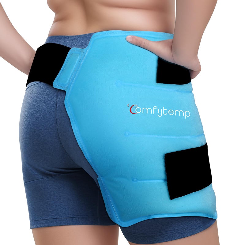 Comfytemp Large Hip Ice Pack Wrap for Sciatica FSA HSA Eligible Hip Replacement Fracture Pain Relief Injuries Reusable Gel Cold Compress Hip Brace Physical Therapy Recovery Gifts LXL