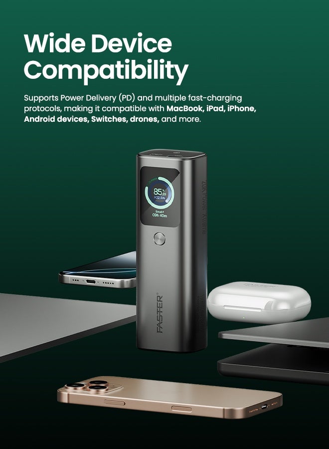 Faster PX165W 20000mAh Power Xtreme Power Bank, 165W Max Output, Built-in 100W USB-C Cable, Dual USB-C + USB-A Ports, Smart TFT Display, PD Fast Charging, Laptop Charger, Travel-Friendly, Safety Protection, Universal Compatibility - Image 4