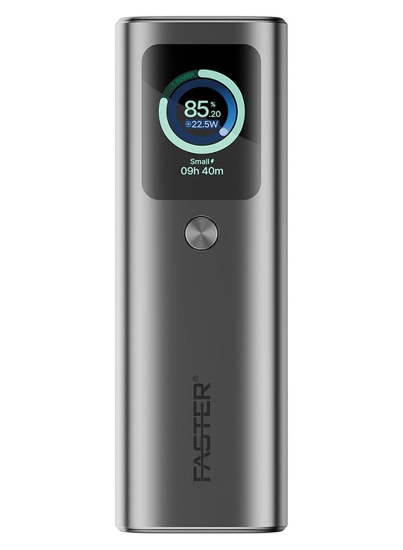 Faster بنك الطاقة PX165W بسعة 20000 مللي أمبير، أقصى إخراج 165 واط، كابل USB-C مدمج بقوة 100 واط، منفذي USB-C + USB-A، شاشة TFT ذكية، شحن سريع PD، شاحن لابتوب، مناسب للسفر، حماية أمان، توافق عالمي - Image 1