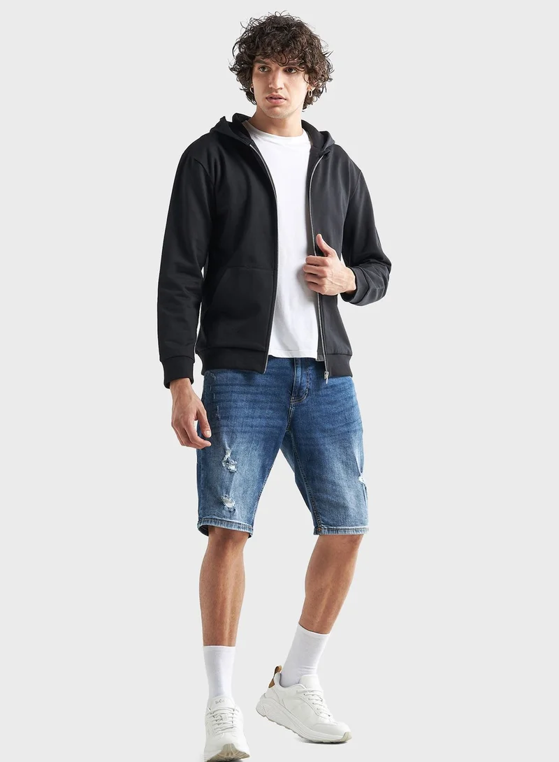 FAV Solid Zip-Through Hoodie