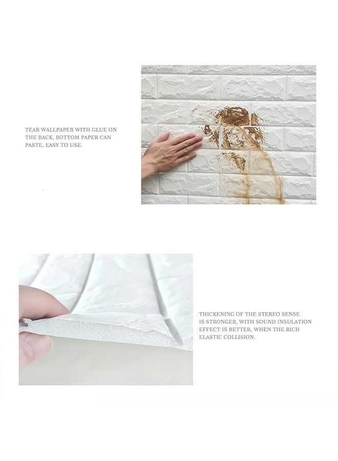 Zeemey 20pcs 3D Brick & Stone Pattern Wall Stickers - Waterproof, Self-Adhesive Vinyl Panels for Living Room, Bedroom, Office Decor  - Image 2