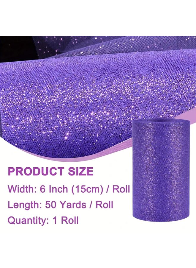 Royal Blue Glitter Tulle Roll 6 Inch By 50 Yards Sequin Netting Fabric For Gift Packaging - Image 3