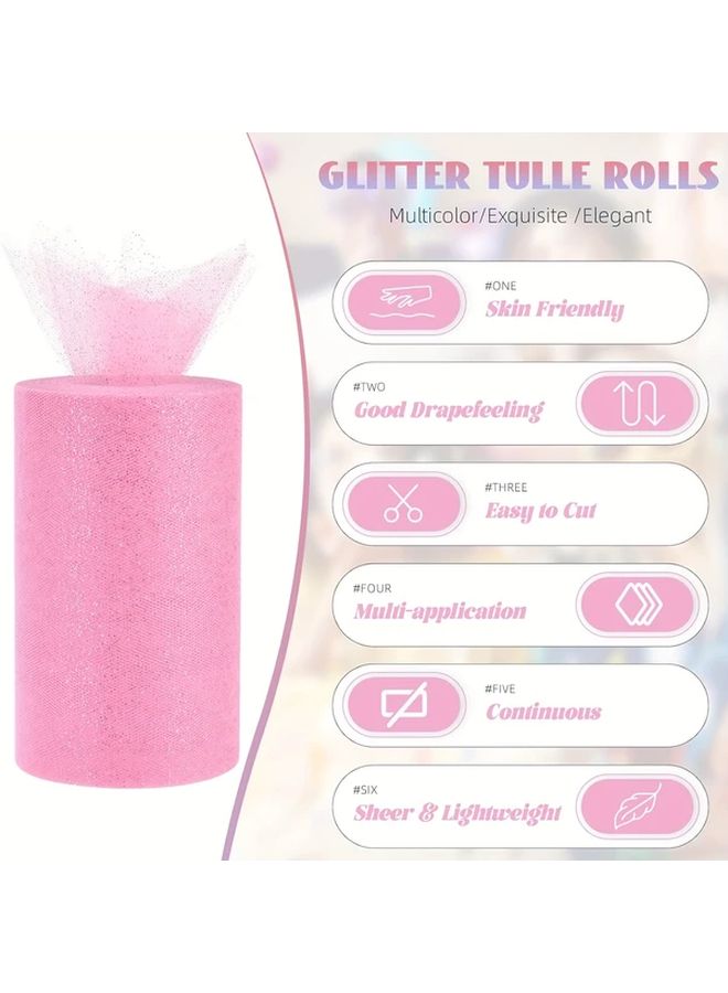 Royal Blue Glitter Tulle Roll 6 Inch By 50 Yards Sequin Netting Fabric For Gift Packaging - Image 2