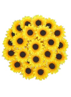 KASTWAVE Fake Sunflowers, Artificial Sunflower Heads, Faux Silk Sunflower Decoration for Christmas Tree Craft Home Party Wedding Decor 32pcs, 3.5"  - Image 1