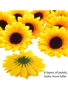 KASTWAVE Fake Sunflowers, Artificial Sunflower Heads, Faux Silk Sunflower Decoration for Christmas Tree Craft Home Party Wedding Decor 32pcs, 3.5"  - Image 2