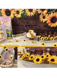 KASTWAVE Fake Sunflowers, Artificial Sunflower Heads, Faux Silk Sunflower Decoration for Christmas Tree Craft Home Party Wedding Decor 32pcs, 3.5"  - Image 3