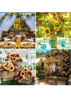 KASTWAVE Fake Sunflowers, Artificial Sunflower Heads, Faux Silk Sunflower Decoration for Christmas Tree Craft Home Party Wedding Decor 32pcs, 3.5"  - Image 4