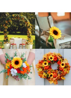 KASTWAVE Fake Sunflowers, Artificial Sunflower Heads, Faux Silk Sunflower Decoration for Christmas Tree Craft Home Party Wedding Decor 32pcs, 3.5"  - Image 5
