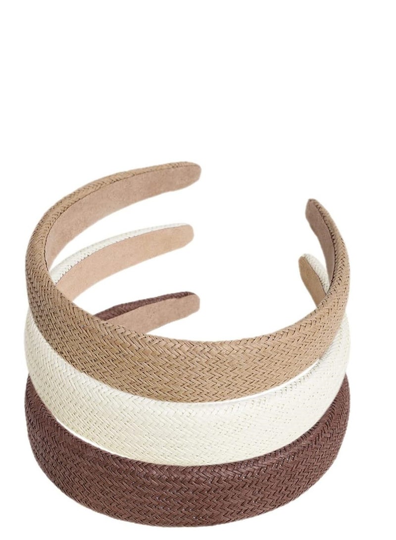KASTWAVE Headband Boho Headbands, 3 Pack Straw Padded Headbands Rattan Wide Thick Head Band Woven Female Headbands Daily Head Band for Girl Hair Accessories - Image 5