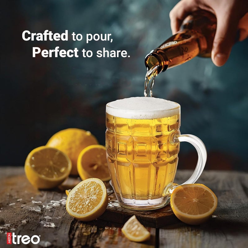 TREO by Milton Windsor Beer Mug Glasses for Beer, Juice, Mocktail | Scratch Resistant & Easy to Clean | Dishwasher Safe Mug | Transparent | Set of 6, 400 ml Each - Image 3