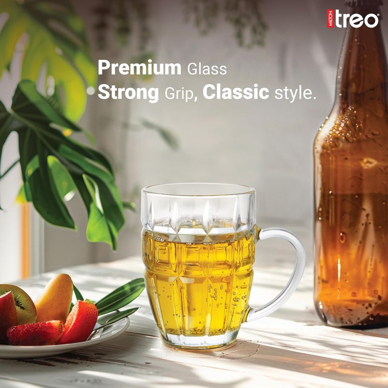 TREO by Milton Windsor Beer Mug Glasses for Beer, Juice, Mocktail | Scratch Resistant & Easy to Clean | Dishwasher Safe Mug | Transparent | Set of 6, 400 ml Each - Image 5