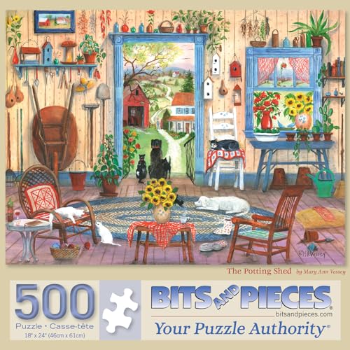Bits and Pieces Jigsaw Puzzle for Adults The Potting Shed by Mary Ann Vessey Colorful Countryside Gardening Scene with Large Random DieCut Pieces 500 Piece Puzzle - Image 5