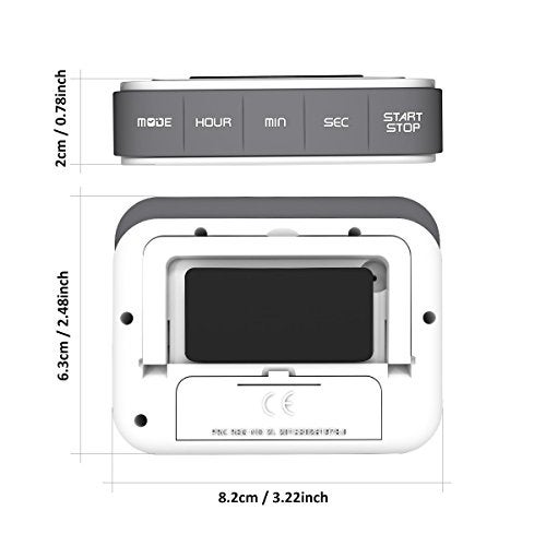 VPAL SATOHA Vpal Digital Kitchen Timer 12 / 24 Hours Alarm Clock With Magnetic Back And Retractable Stand, Large Lcd Display - Image 5