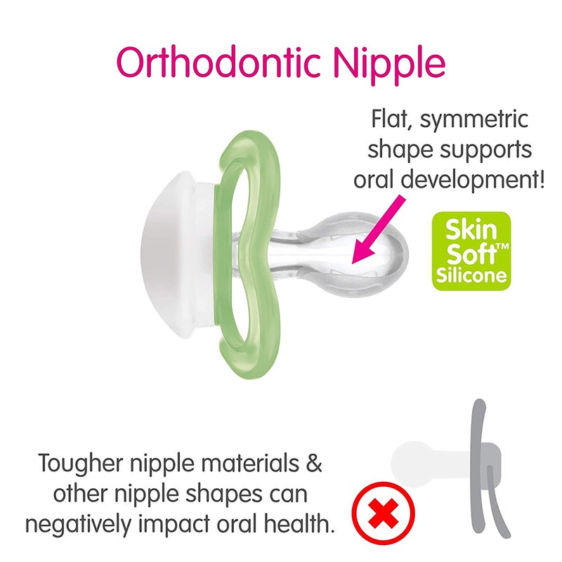 MAM Air Night & Day Baby Pacifier, for Sensitive Skin, Glows in The Dark, 3 Pack, 6-16 Months, Girls, 3 Count (Pack of 1) - Image 2