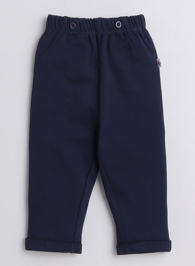 BUMZEE Navy & White Boys Full Sleeves Cotton Bodysuit Pant Set With Suspender & Cap Age - 9-12 Months (Peb9858E-nbl.wht) - Image 4