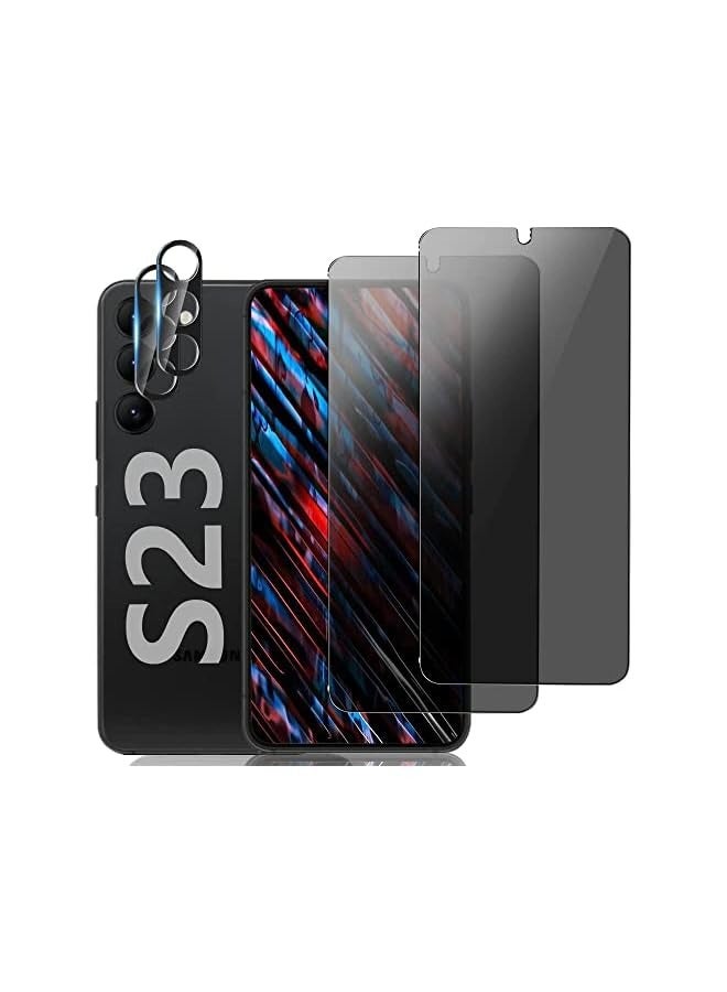 بروماس واقي شاشة زجاجي لهاتف Galaxy S23 وفيلم عدسة الكاميرا، صلابة 9H تغطية كاملة مضادة لبصمات الأصابع يدعم فتح بصمات الأصابع لهاتف Galaxy S23 - Image 1