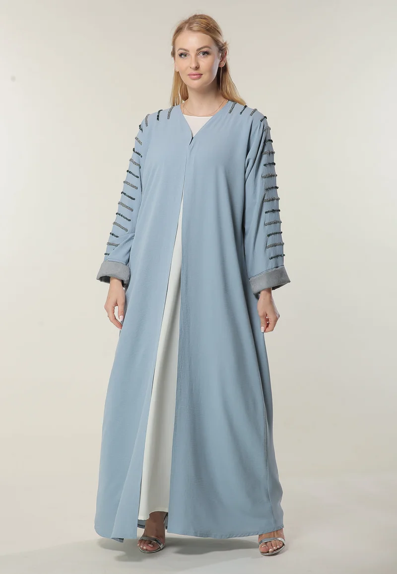 Moistreet Embroidered Open Abaya
