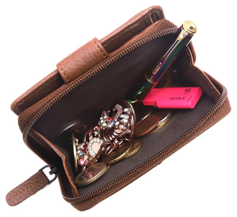 Wildhorn Genuine Leather Women’s Wallet – Bi-Fold Clutch with 7 Card Slots, Cash Compartment & Zip Pocket (Walnut) - Image 3