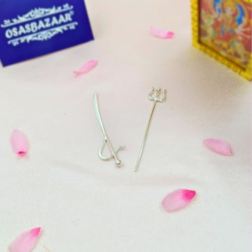 Osasbazaar Silver Trishul and Talwar Set for Puja, Pure BIS Hallmarked (Silver, Set of 2) - Image 3